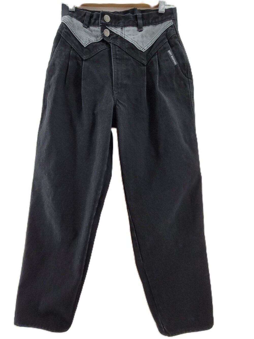 Vintage Rocky Mountain Jeans 29/9 Black & Gray Pleated Bareback Double Button